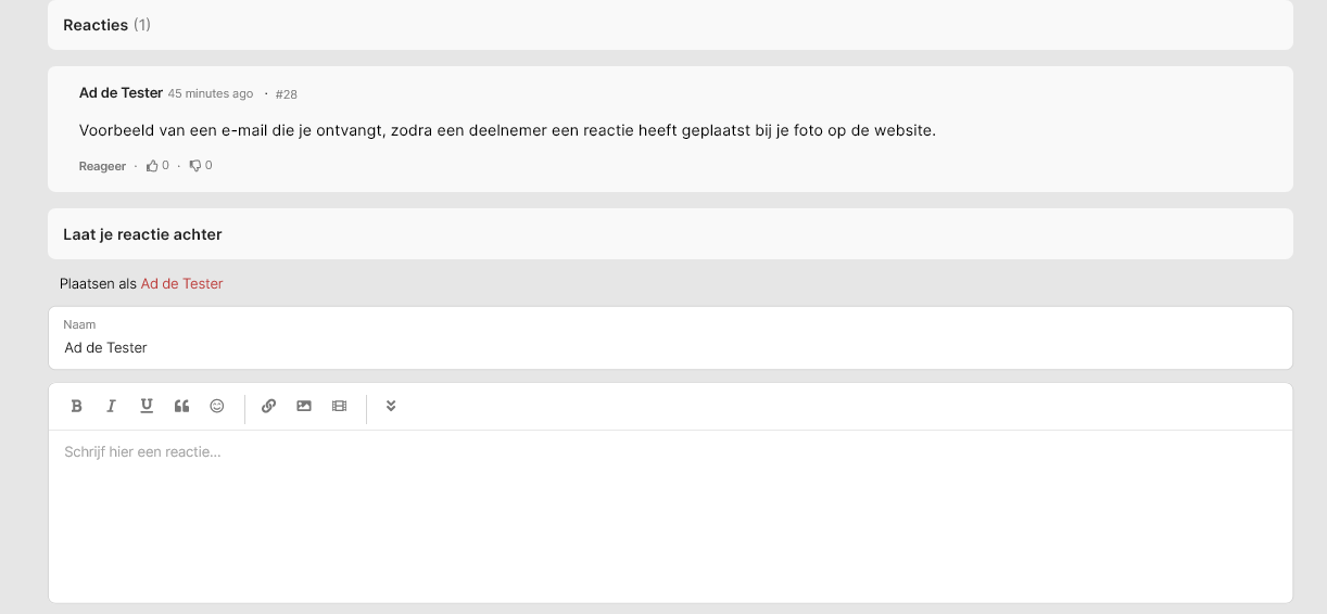 screenshot reactie